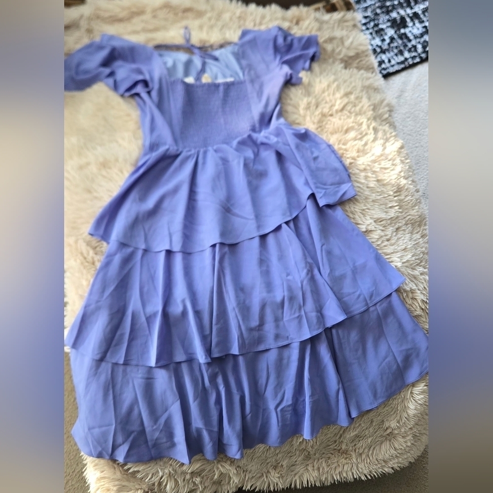 Belle Poque Square Neck Tiered Rufle Dress #1002 - Picture 3 of 10